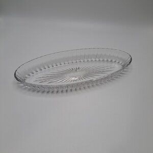 Heisey Glass Coarse Rib Clear Olive Celery Dish